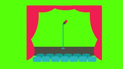 Vector design of a theatre and microphone on a green screen background for Video stock 164864999