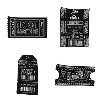 Vector design of ticket and admission sign. Set of ticket and event stock symbol Stock-Illustration