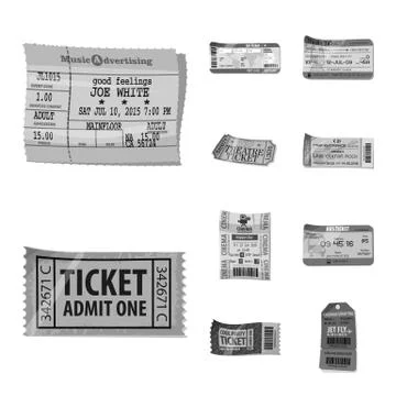 Vector design of ticket and admission sign. Collection of ticket and event stock Stock-Illustration