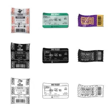 Vector design of ticket and admission symbol. Set of ticket and event vector Illustrazione stock