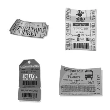 Vector design of ticket and admission sign. Set of ticket and event stock symbol Illustrazione stock