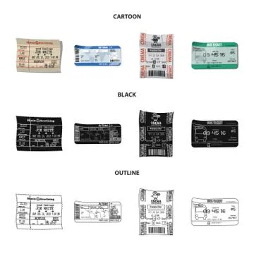 Vector design of ticket and admission icon. Collection of ticket and event Stock Illustration
