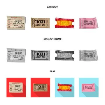 Vector design of ticket and admission icon. Collection of ticket and event Stock Illustration