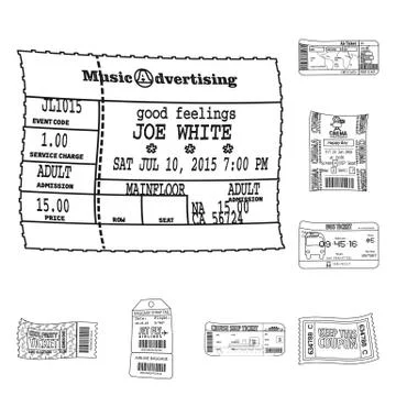 Vector design of ticket and admission icon. Collection of ticket and event stock Illustrazione stock