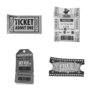 Vector design of ticket and admission icon. Collection of ticket and event stock Stock Illustration