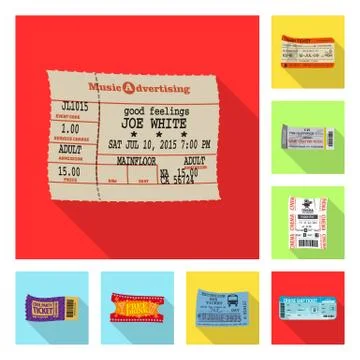 Vector design of ticket and admission sign. Collection of ticket and event stock Illustrazione stock