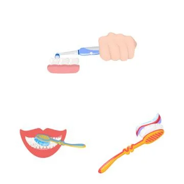 Vector design of toothpaste and brush symbol. Collection of toothpaste and clean Illustrazione stock