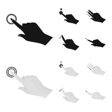 Vector design of touchscreen and hand logo. Collection of touchscreen and touch Stock Illustration