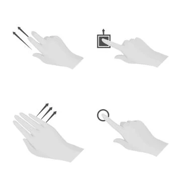 Vector design of touchscreen and hand sign. Set of touchscreen and touch stock Stock Illustration