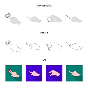 Vector design of touchscreen and hand logo. Set of touchscreen and touch vector Stock Illustration