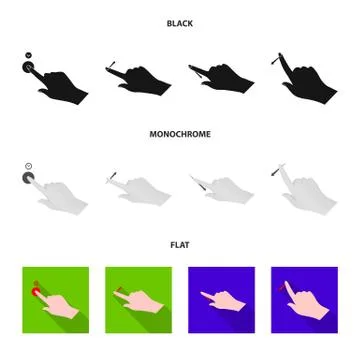 Vector design of touchscreen and hand symbol. Set of touchscreen and touch stock Stock Illustration