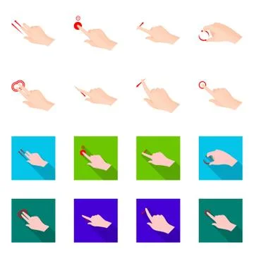 Vector design of touchscreen and hand logo. Collection of touchscreen and touch Stock Illustration