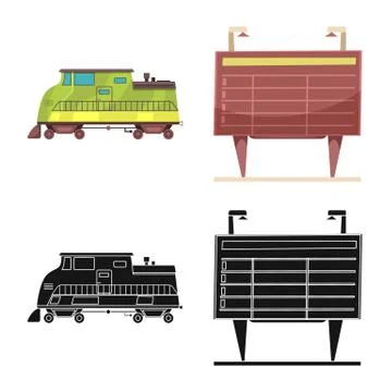 Vector design of train and station icon. Collection of train and ticket stock Stock Illustration