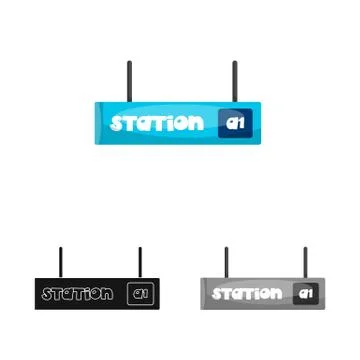 Vector design of train and station logo. Set of train and ticket vector icon for Stock Illustration