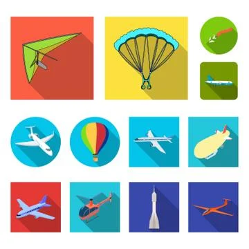 Vector design of transport and object icon. Set of transport and gliding  stoc イラスト素材