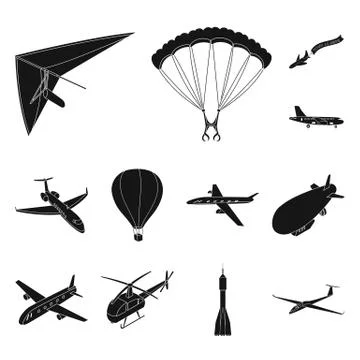 Vector design of transport and object symbol. Set of transport and gliding  stoc Illustration