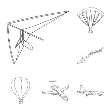 Vector design of transport and object icon. Set of transport and gliding  vecto Illustration