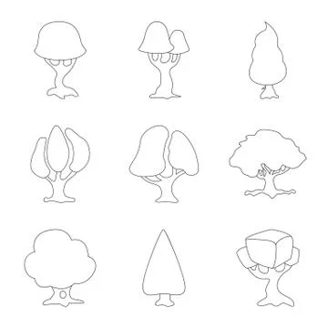 Vector design of tree and nature icon. Collection of tree and crown stock symbol Stock Illustration