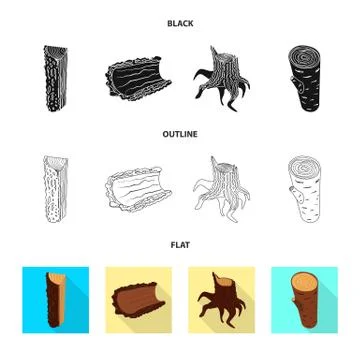 Vector design of tree and raw icon. Collection of tree and construction stock Stock Illustration