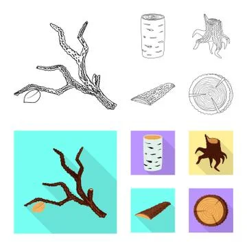 Vector design of tree and raw logo. Collection of tree and construction stock 스톡 일러스트
