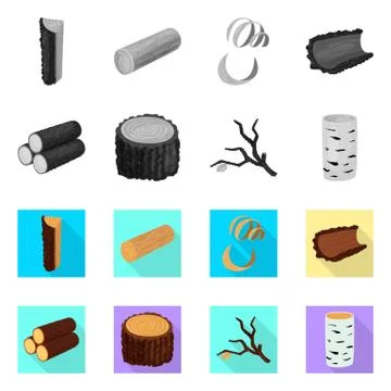 Vector design of tree and raw sign. Set of tree and construction stock symbol Stock Illustration