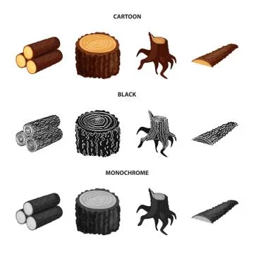 Vector design of tree and raw symbol. Set of tree and construction vector icon Stock Illustration