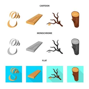 Vector design of tree and raw logo. Collection of tree and construction stock Stock Illustration