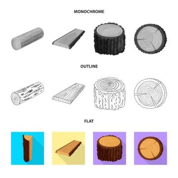 Vector design of tree and raw logo. Set of tree and construction stock symbol Stock Illustration