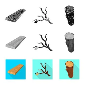 Vector design of tree and raw icon. Collection of tree and construction vector Stock Illustration