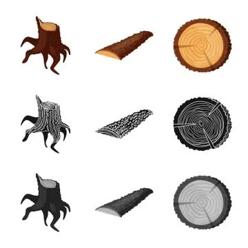 Vector design of tree and raw icon. Set of tree and construction stock symbol Stock Illustration