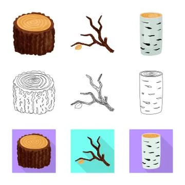 Vector design of tree and raw logo. Collection of tree and construction vector 스톡 일러스트