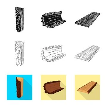 Vector design of tree and raw icon. Set of tree and construction stock symbol Stock Illustration