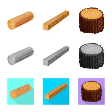 Vector design of tree and raw logo. Set of tree and construction vector icon for 스톡 일러스트