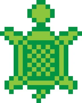 Vector design of a turtle pixel art on a white background 스톡 일러스트