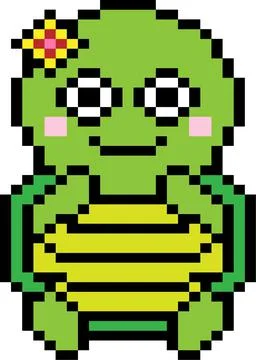 Vector design of a turtle pixel art on a white background Stock Illustration
