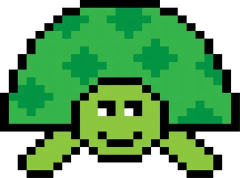 Vector design of a turtle pixel art on a white background Stock Illustration