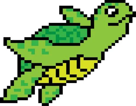 Vector design of a turtle pixel art on a white background Stock Illustration