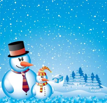 Vector design with two snowmen Stock Illustration