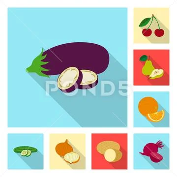 Vector design of vegetable and fruit logo. Collection of vegetable and Stock Illustration