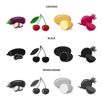 Vector design of vegetable and fruit symbol. Collection of vegetable and Stock Illustration