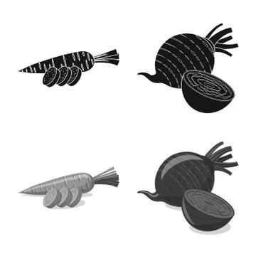 Vector design of vegetable and fruit sign. Collection of vegetable and Stock Illustration