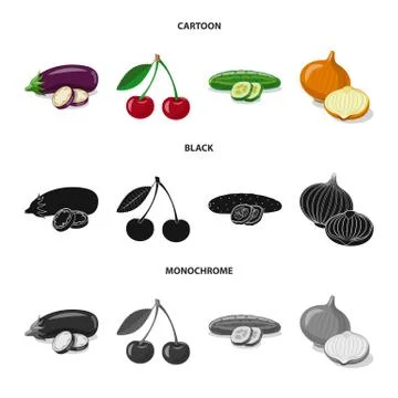 Vector design of vegetable and fruit icon. Collection of vegetable and Stock Illustration
