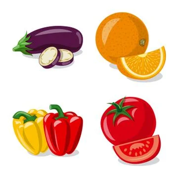 Vector design of vegetable and fruit icon. Set of vegetable and vegetarian stock Stock Illustration