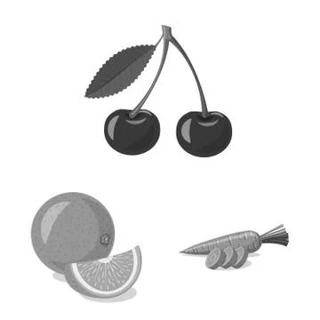 Vector design of vegetable and fruit symbol. Collection of vegetable and Stock Illustration