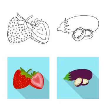 Vector design of vegetable and fruit sign. Collection of vegetable and Illustrazione stock