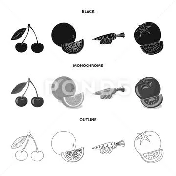 Vector design of vegetable and fruit sign. Collection of vegetable and Stock Illustration