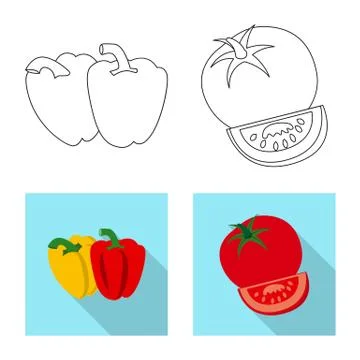 Vector design of vegetable and fruit logo. Collection of vegetable and Stock Illustration