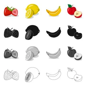 Vector design of vegetable and fruit logo. Collection of vegetable and Stock Illustration