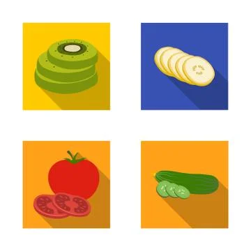Vector design of vegetable and fruit logo. Collection of vegetable and food Stock Illustration
