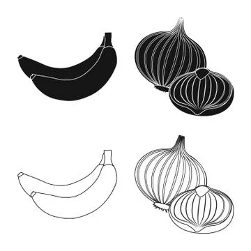 Vector design of vegetable and fruit logo. Collection of vegetable and Stock Illustration